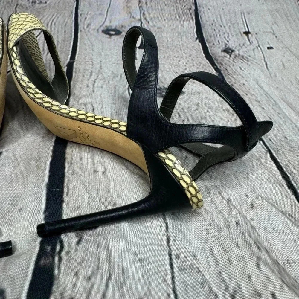 Reed Krakoff Women’s Ankle Harness Tan Snakeskin Stiletto Heel Sandals size 5.5 - Picture 6 of 10